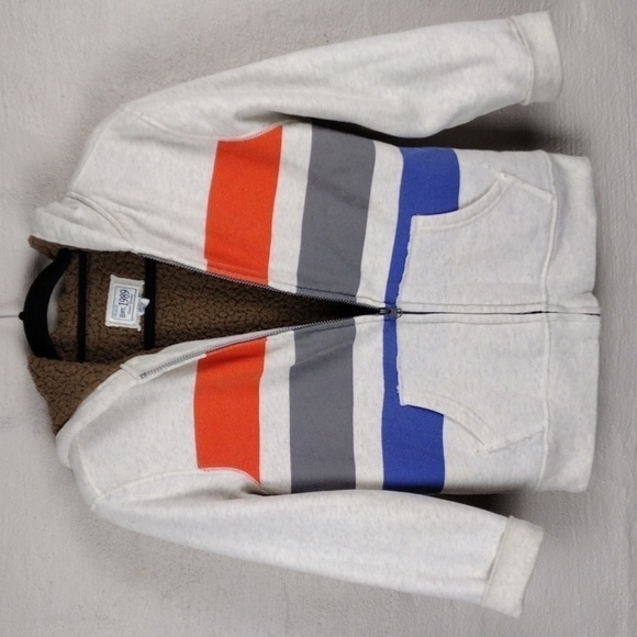 Children's Place Oatmeal Multicolored Striped Hooded Long Sleeve Zip Up Jacket - Picture 12 of 12